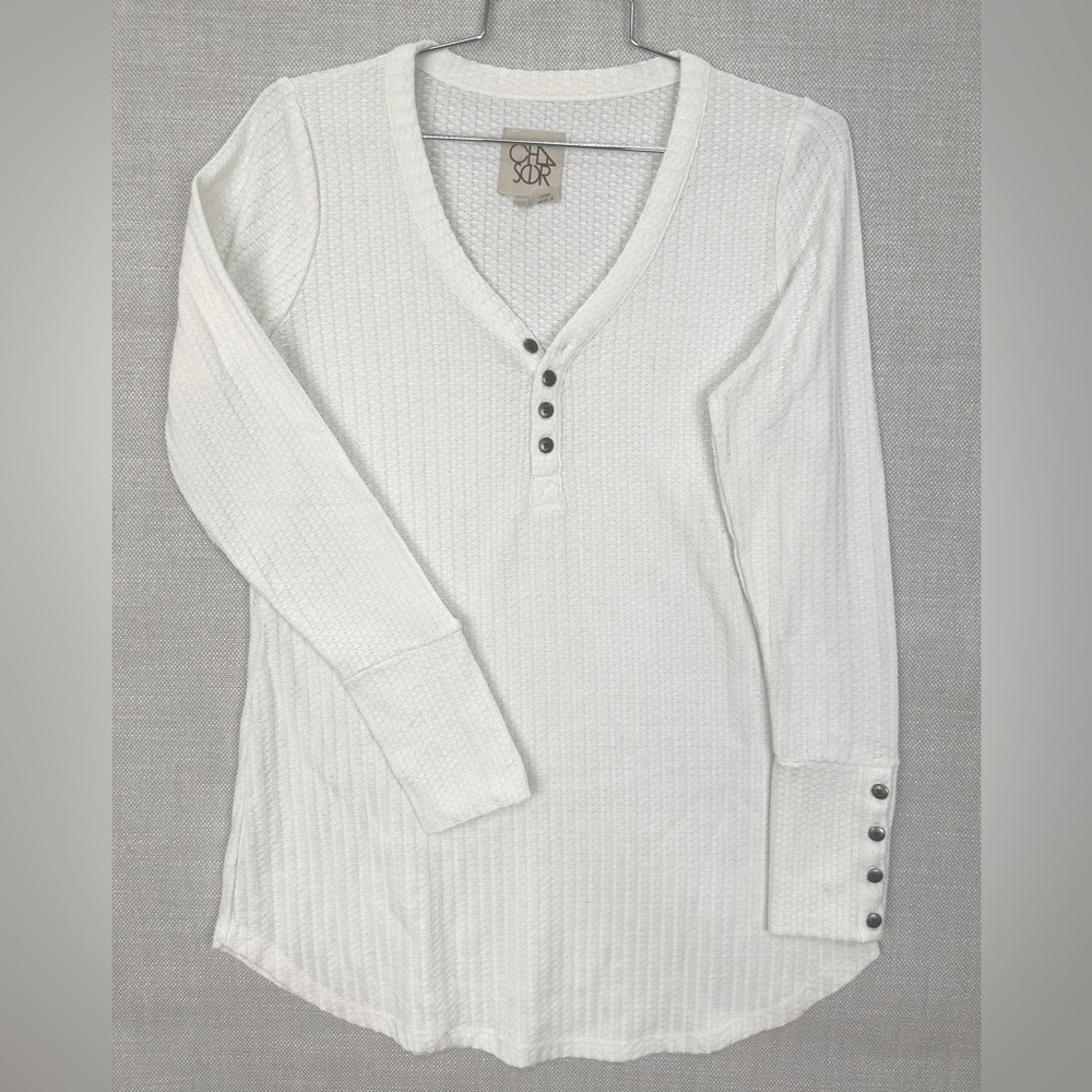 Women’s Chaser Long Sleeve Henley Top Shirt M Medium White/cream perfect